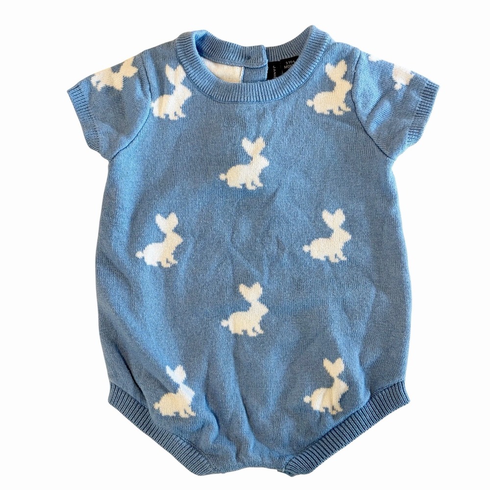 Janie and Jack Bunny One Piece Sweater Bubble Romper Baby Size 3-6 Months Rabbit